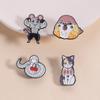 Cherry Snake Enamel Pin Calico Cat Round Bird Muscular Mouse Goofy Cute Pet Animal Brooches Lapel Badge Jewelry Gift for Friends