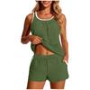 Women Solid Color Quick Dry High Elastic Slimming Split Tankini Swimsuit