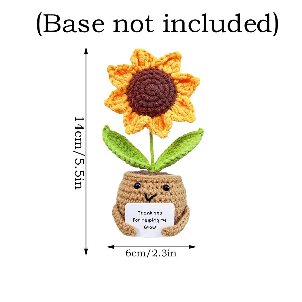 Känslomässiga Stödjare Solros Kreativ Stickad Docka Liten Virkad Konstgjord Söt Motivationsdekorationer Tillbehör För Skrivbord
