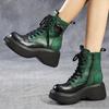 Cizme cu platformă cu toc înalt din piele naturală 2024 iarnă cu talpă groasă culori mixte vârf rotund femei cizme scurte de pluș