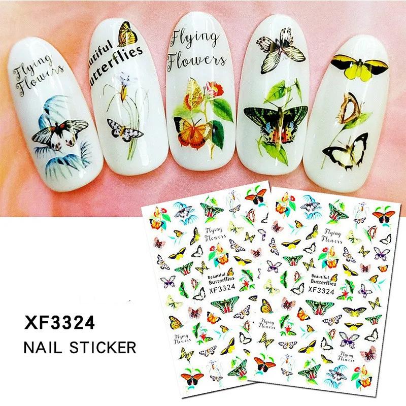 2 PCS/SET 3D Stickers Waterproof Cute Butterfly Nail Stickers Nail Decals Art Decorations
