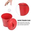 Car Trash Bin Can Garbage Outdoor Trashcan Debris Storage Flowerpot with Lid Disposable Red Mini Wastebasket Trash Office