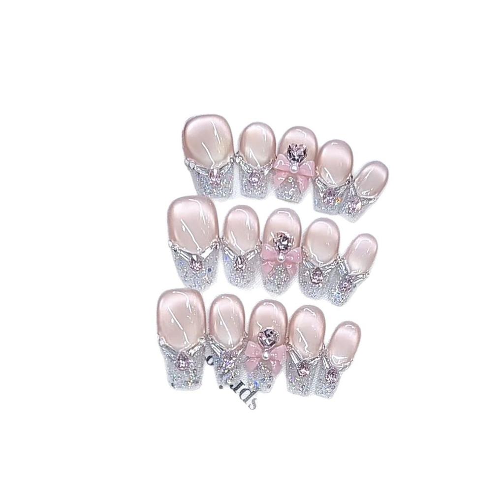Pure Hand-woven Armor Bow Lolita Three-dimensional Hand-painted Butterfly Cat Eye Nail Art Patch