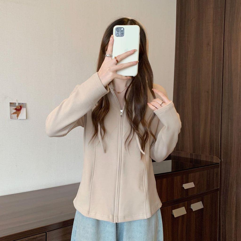 Plus Size Slimming Hooded Long Sleeve Cardigan Jacket for Women - Early Autumn 2025