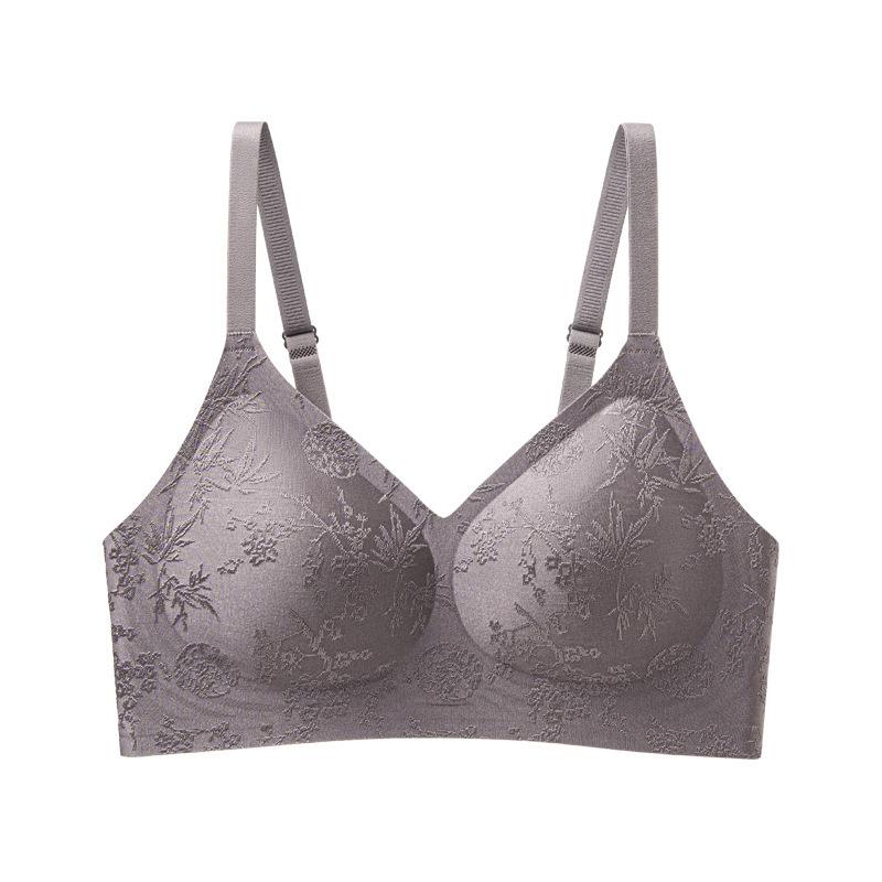 

National style relief jacquard soft support underwear thin breathable small chest gathering fixed cup M34/75
