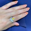 S925 Sterling Silver Teardrop Yellow Diamond V-Shape Crown Ring for Index Finger