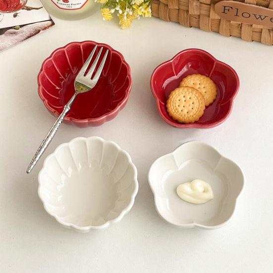 Ceramic Dipping Sauce Dish High-Temperature Ceramic Snack Serving Dish Decorative Serving Bowl for BBQ Snacks Vinegar