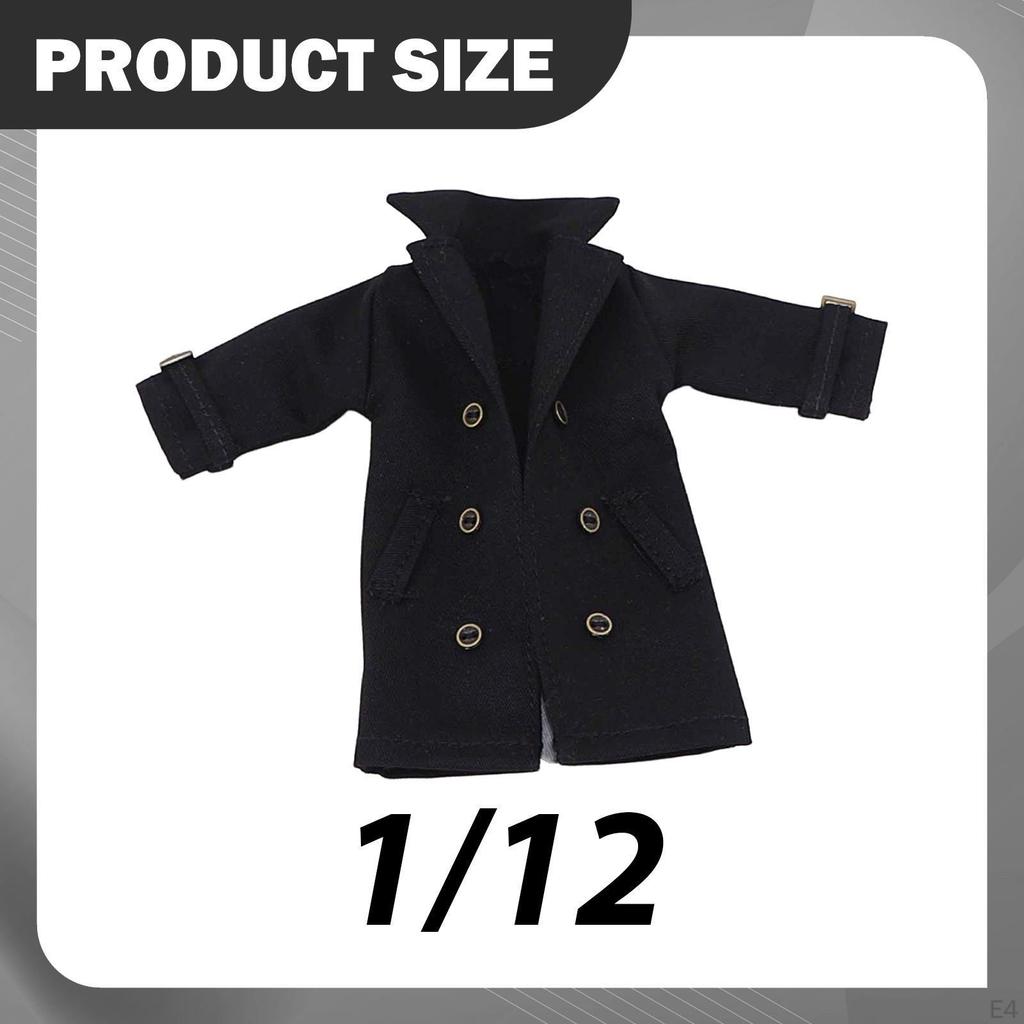 1/12 Figure Clothes Trench Coat Kids Gifts Cloth Windbreaker Mini Doll Model Costume for 6" Male