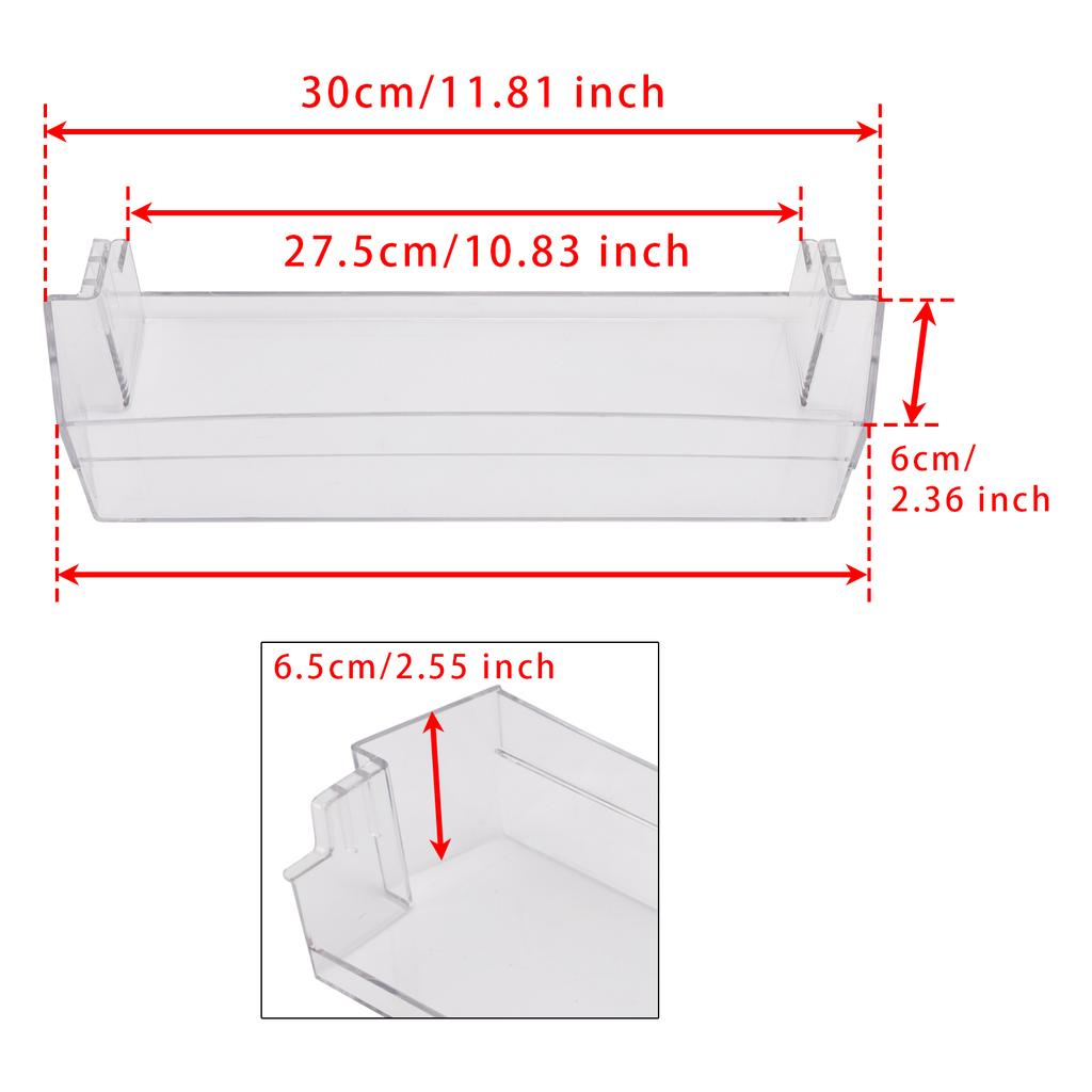 2PCS Fridge Shelf Grey Clear Middle Or Top Door Bin 306mm For Dometic Caravan