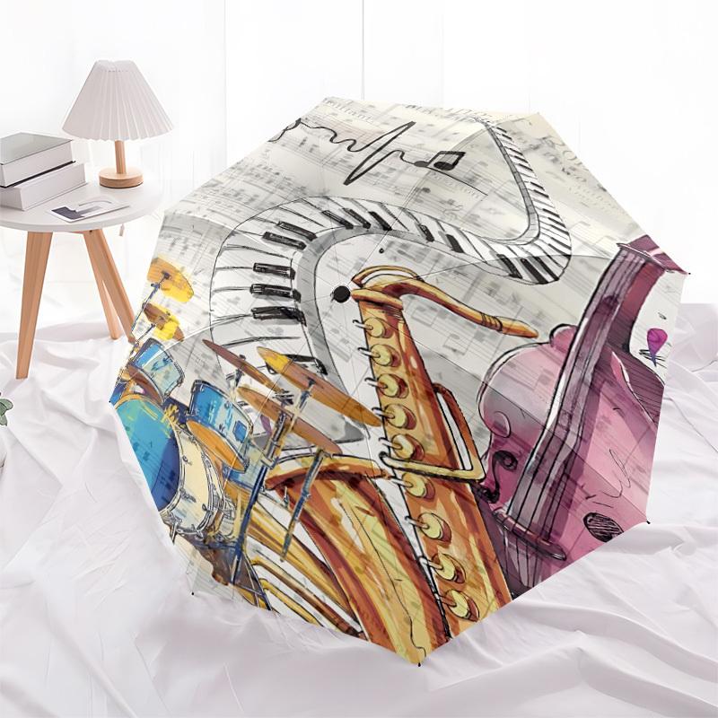 1PC Music Instruments Automatic Folding Umbrella Automatic Open/Close, Automatic Folding, 8-Rib Durable Frame, Portable Travel Umbrella 719