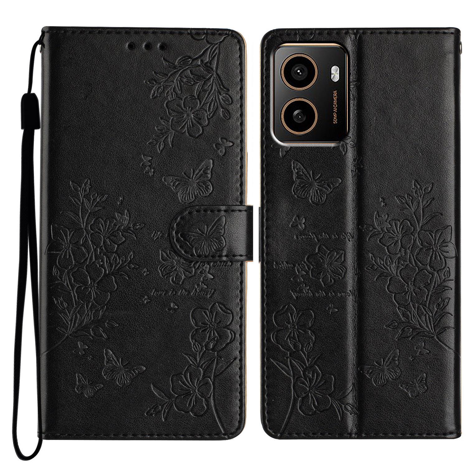 

For HMD Pulse+ Wallet Phone Case Butterfly Floral Imprint Leather Flip Cover B