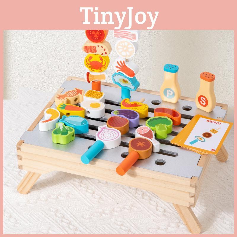 Wooden Simulation Barbecue Rack Cooking Family Interactive Children Toy Set For Parent Child Interaction And Imagination Development