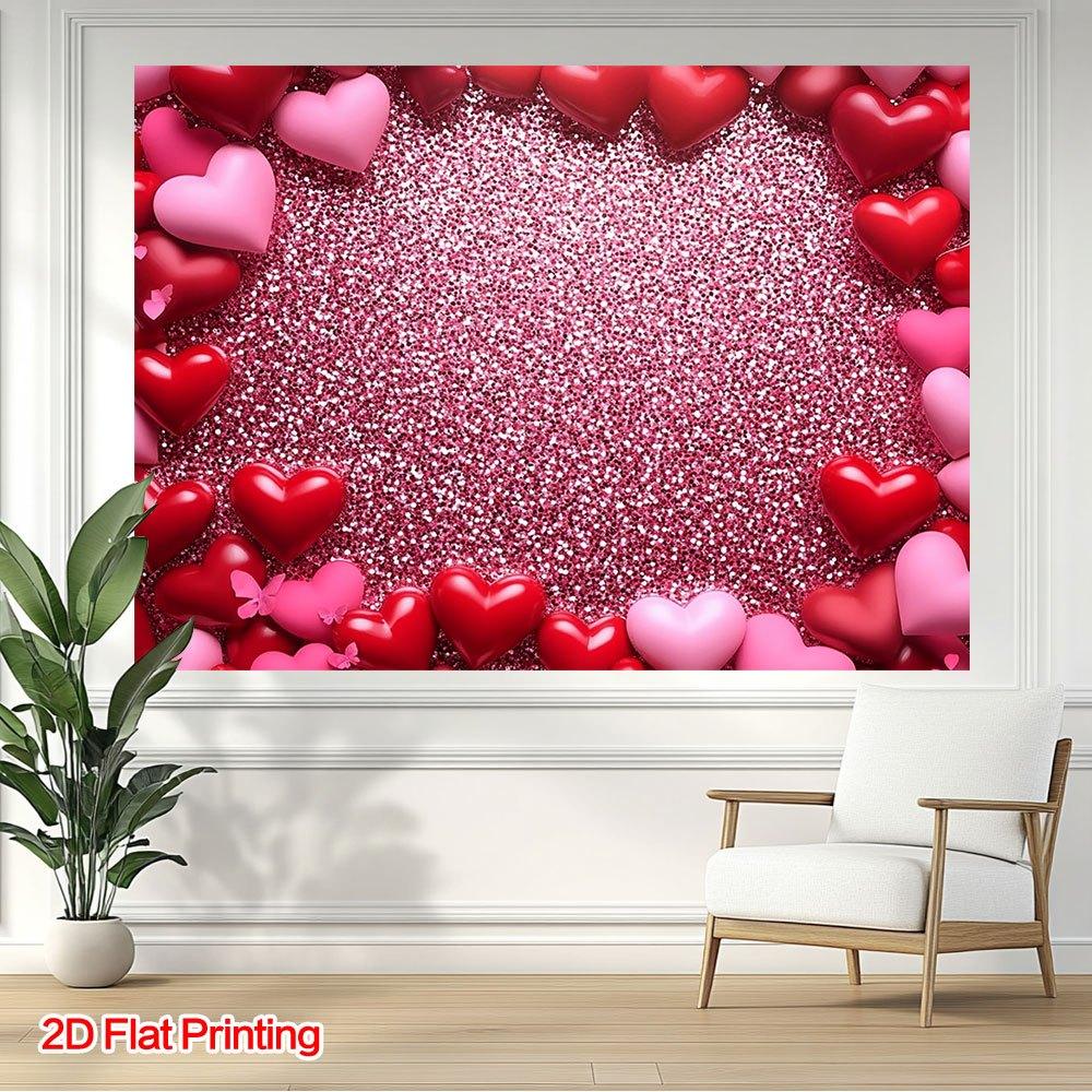 1Pcs Pink Red Hearts Romantic Pattern Decoration Background Valentines Backdrop Decorations For Photo Studio Photo Booth Party