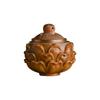 2PCS Solid Wood Medicine Pill Box Ancient Style Lotus Hollowed Out Sachet DIY Keychain Pendant Accessory Can Opened And Closed
