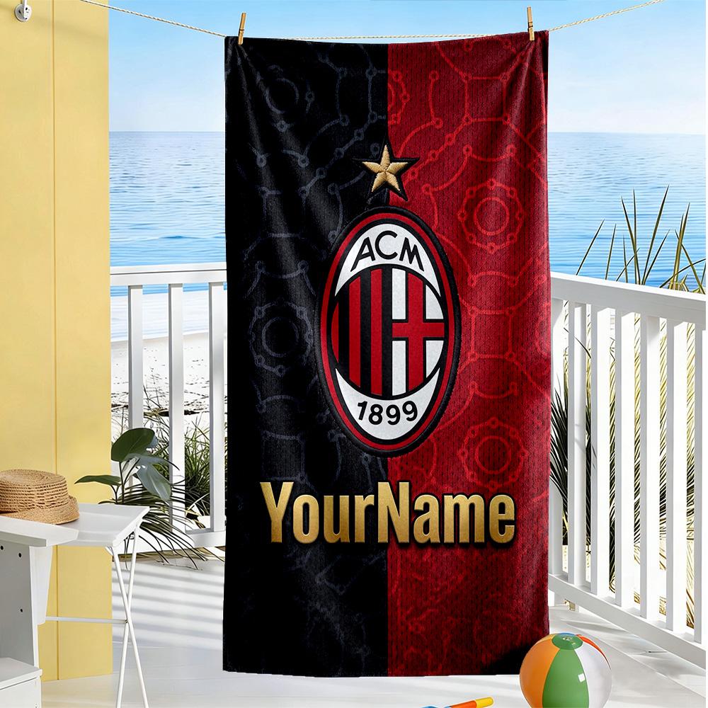 Ac Milan Customizable Name Beach Towel Soft Durable Quick-Dry Portable for SwimmingBeachCamping Travel Beach AccessoriesGym