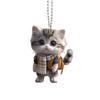 Unique Car Mirror Decoration Cat Acrylic Hanging Decor, Cute 2D Flat Rearview Versatile Pendant for Windows Pendant, Kawaii Keychain Accessories,