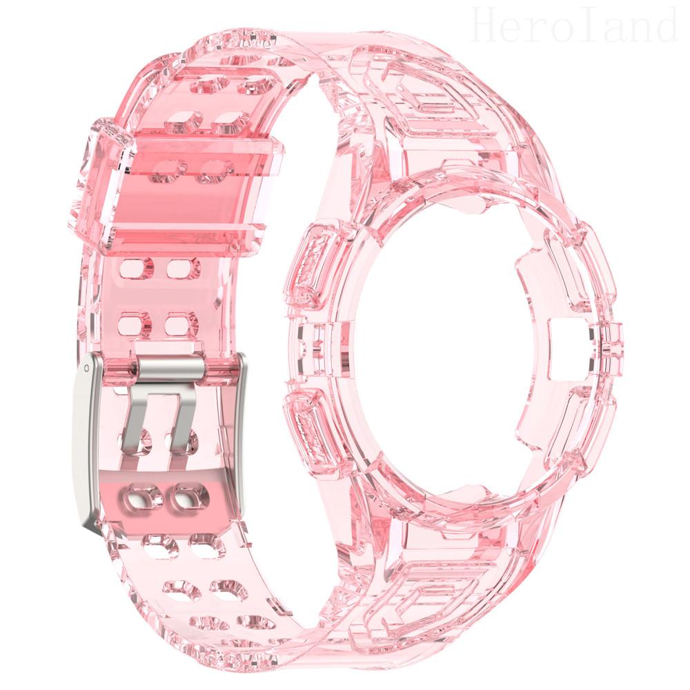 2in1 Strap For Samsung Galaxy Watch FE 6 5 4 40MM Smart Wristband 20mm WatchBand Silicone Bracelet belt Transparent Band&case