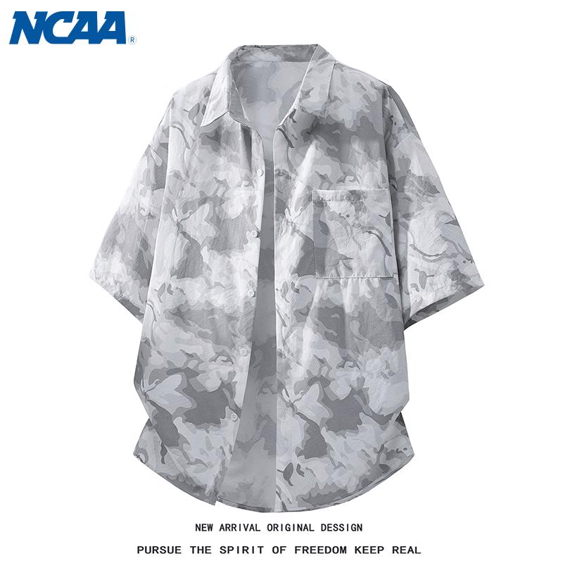 NCAA Men s Casual Ice Silk Short-Sleeve Shirt M