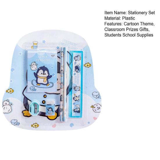 6Pcs/Set Kids Cartoon Stationery Set with 2 Pencils Eraser Sharpener Ruler Notebook Students School Supplies Classroom Prizes Children's Day Gifts
