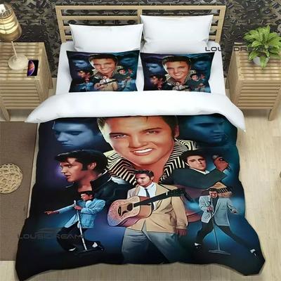 E-Elvis Presley Retro Printed Bedding Sets Exquisite Supplies Set Duvet Cover Bed Comforter Set Bedding Set Luxury Birthday Gift