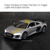 1:32 R8 V10 Plus C260l Alloy Diecast Car Model Toys Sound Light Pull Back Doors Opened Rubber Tires Miniature Vehices Boys Gifts
