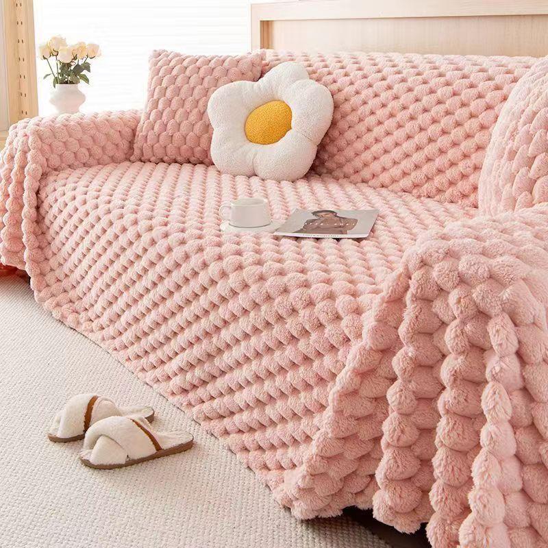 

Зимний кролик плюшевый цельный чехол для дивана ткань утолщенная теплая диван полотенце зимний высококачественный нескользящий все включено чехол 180*420cm