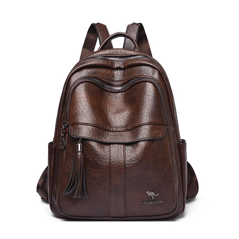 Multi Functional Female Backpack High Quality Pu Leather Mochilas Luxurious Women s Designer Brand Backpacks Travel Bagpack Sac 27cm 11cm 35cm коричневый