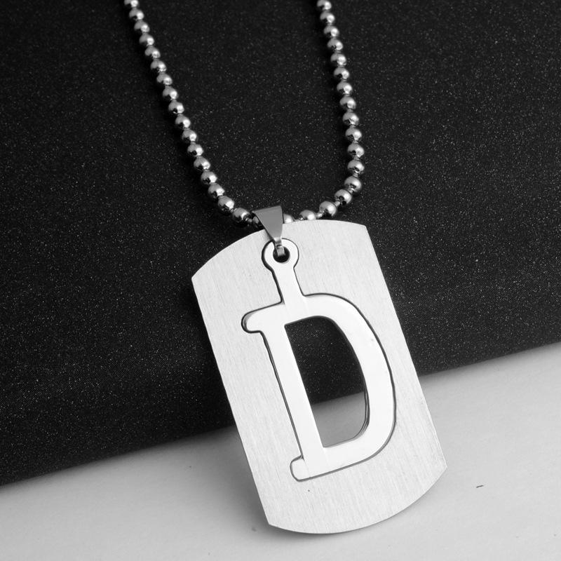 HNSP Stainless Steel Initials Pendant Chain Necklace For Men Women 26 Letter Name Accessories