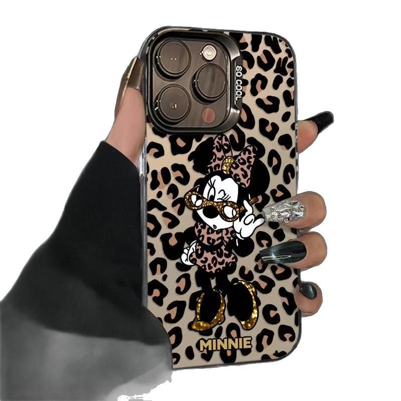 Leopard Print Minnie Case for Apple iPhone 15 Pro Max - Cartoon, Cute, High-end Cross-border Design