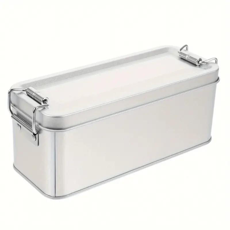1Pc High Quality Metal Rectangular Iron Box With Lid Storage Box Cake Packaging Box Old-Fashioned Durable Buckle Iron Box