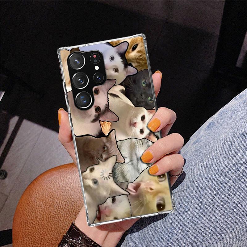 Crying Cat Memes Phone Case For Samsung Galaxy S24 S25 Edge S26 Ultra S23 S22 S21 Plus S20 FE + Personalized Print Cover Galaxy