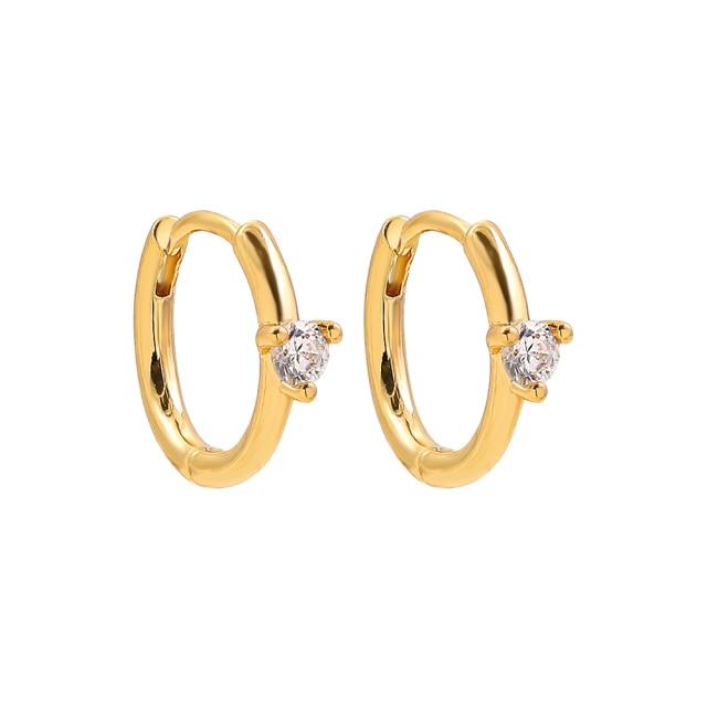 Women Cubic Zircon Rainbow Earrings Cubic Zirconia Ear Cuff Set Female Stylish Fashionable Gold Tone Huggie Clip On Earrings Earcuff Crystal Stone