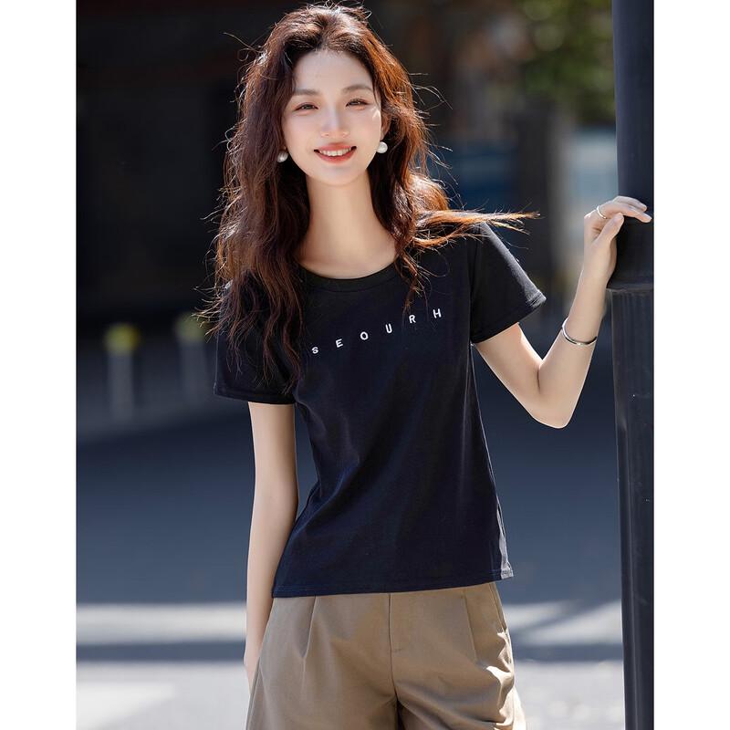 Demana Women s Letter Print Cotton Blend T-Shirt S
