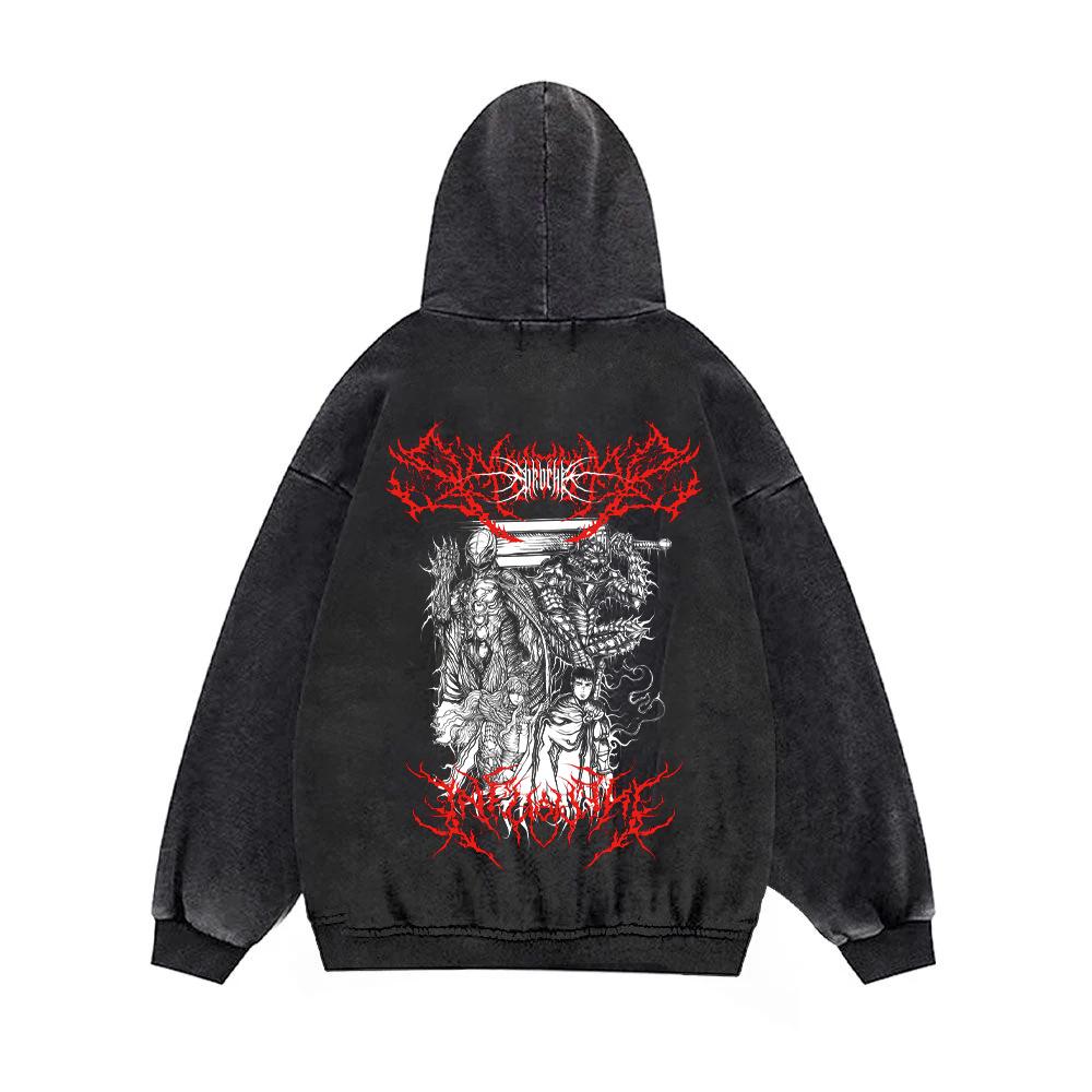 Anime Berserk Guts Print Hooded Men Women Vintage Cotton Hoodies Hot Manga Sweatshirt Harajuku Unisex Streetwear Trendy Pullover