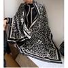 Premium Double-Sided Jacquard Houndstooth Scarf Wrap Women Winter Fall Warm Cotton Blend Shawl 185x70cm