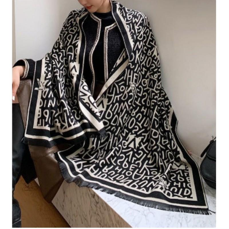 Premium Double-Sided Jacquard Houndstooth Scarf Wrap Women Winter Fall Warm Cotton Blend Shawl 185x70cm