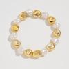 DIEZI Exaggerated Retro Imitation Pearl Heavy Metal Bangles Hip Hop Gold Silver Color Geometric Bangles Women Men Bracelet
