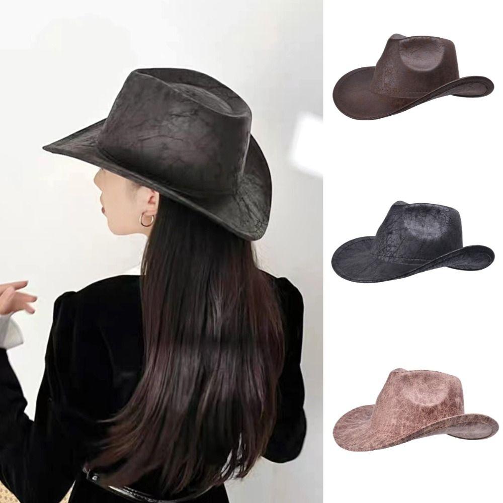 Sun Protection Cowboy Visor Cap Ethnic Style Summer Sun Hat Simple Western Cowboy Hat Gentleman