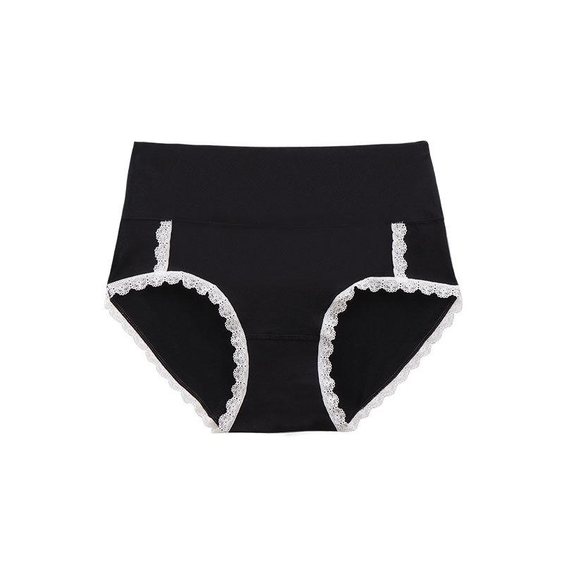 Plus Size Ladies Spring and Summer Lace Comfortable Pure Cotton High Bounce Non Mark Mid Waist Briefs