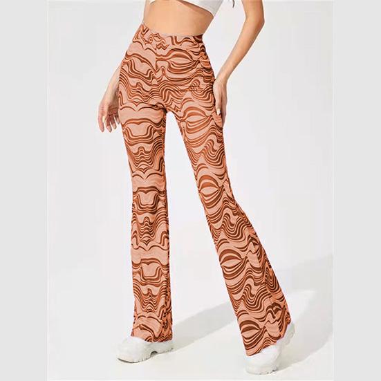 Damen-Hose, ausgestellte Hose mit Wasser-Ripple-Print, schmale Passform, Outdoor-Sport, Yoga, lässige Jogger