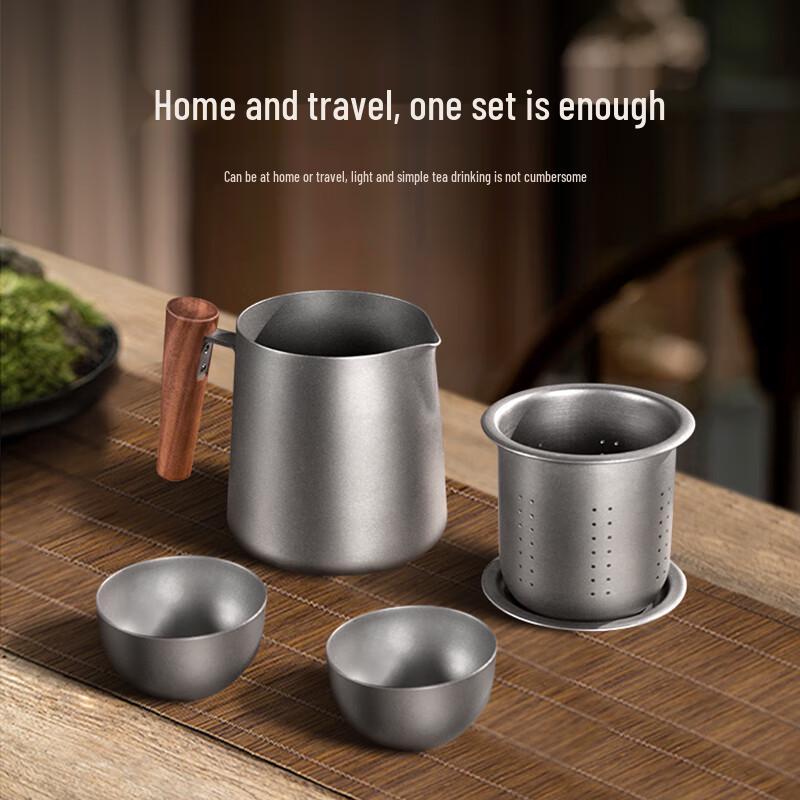 TILIVING Pure Titanium Portable Travel Tea Set