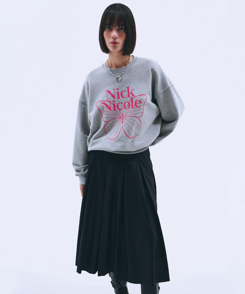 Nigaennikol Butterfly Signature Sweatshirt_Gray Pink