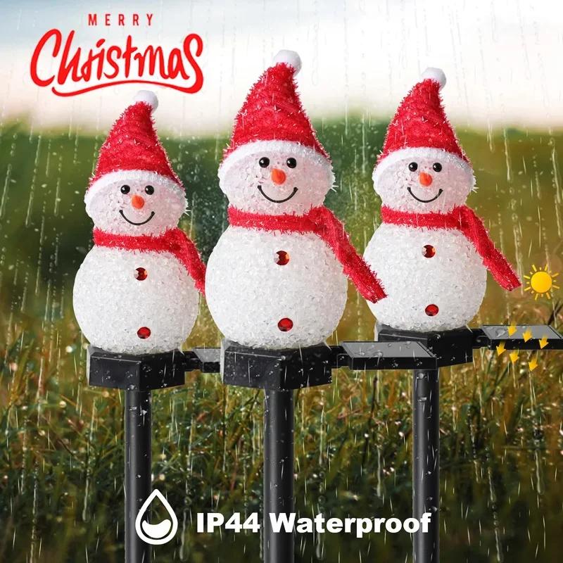 LED Snowman Solar Garden Light Outdoor Ground Stake Light Solar Powered Xmas Pathway Lights For Christmas Lawn Yard Decoration