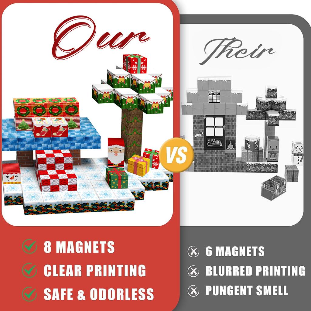 Non-Toxic Christmas Mine World Magnetic Building Blocks Montessori Stem Educational Sensory Toys For Kids Children Diy Christmas Gift