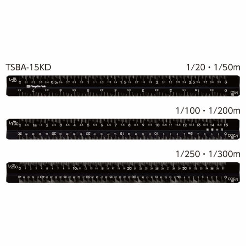Niigata Seiki SK Made in Japan Aluminum Triangular Scale, Kaidan Graduations, for Architects, 15cm, TSBA-15KD, Black