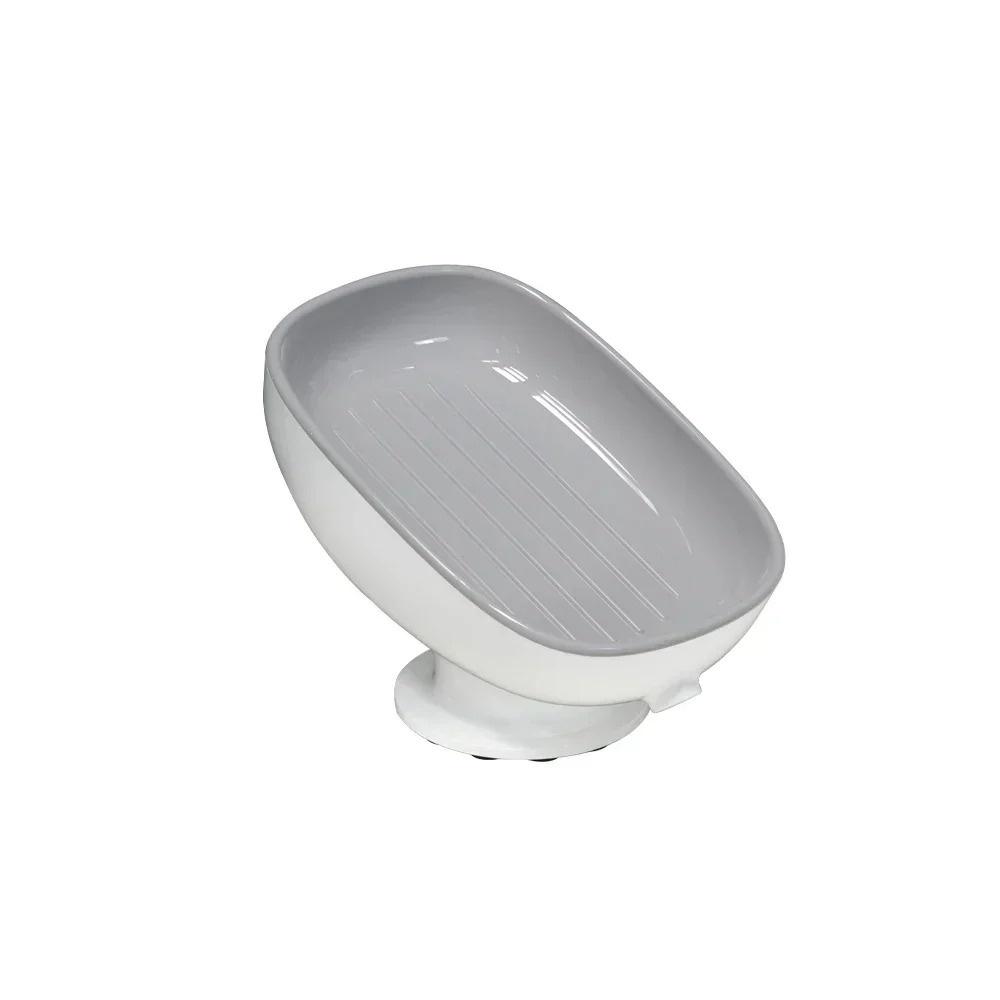 

Super Suction Cup Soap Holder With Drain Water For Bathroom Soap Box Dish Kithcen Sponge Holder Soap Container Bathroom Supplies сірий колір