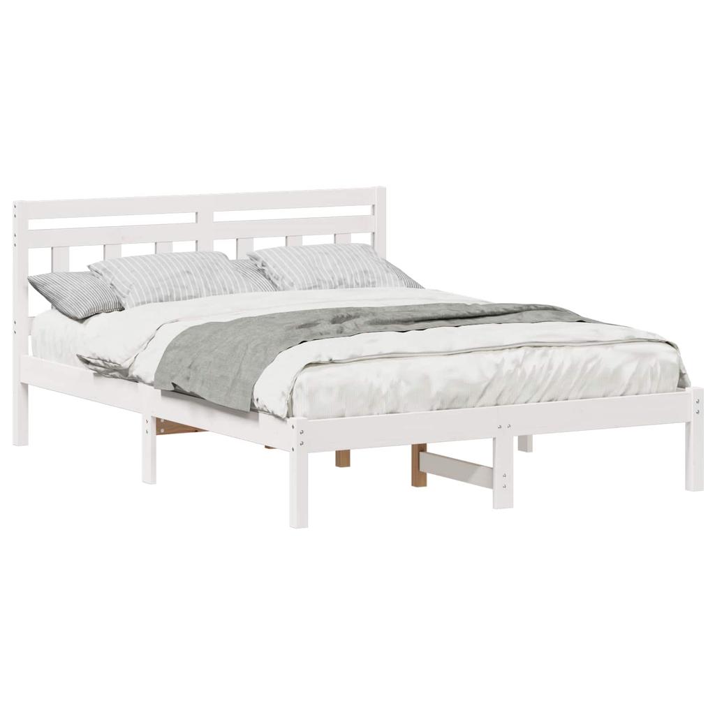 Bed Frame White 120 x 190 cm Solid Pine Wood