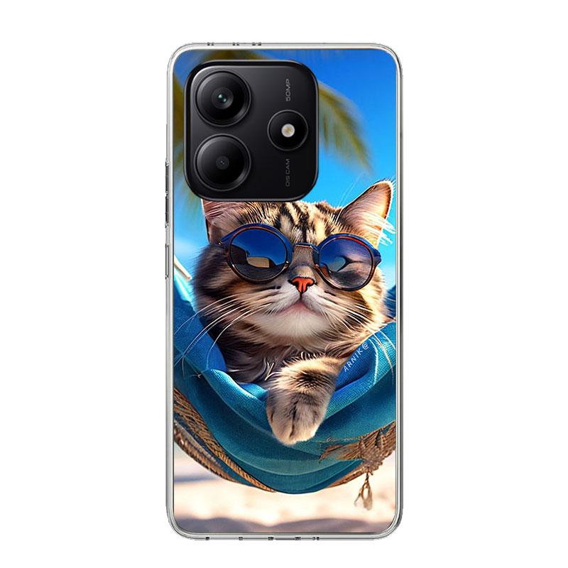 

Cute Cat Watching The Sea Phone Case For Xiaomi Redmi Note 14 13 14S 12S 12 11S 11T 11E Pro Plus 10S 10 9S 9 Art Customized Coqu Redmi Note 12 Pro 5G