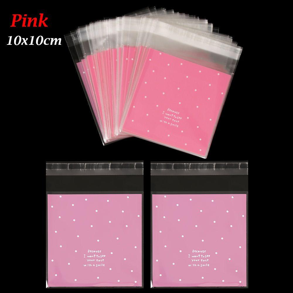 

Подарочный пакет «Точка Бисквит» Праздничные принадлежности Пакет для печенья Упаковки для конфет Самоклеящийся пластиковый карман для печенья pink-10x10cm