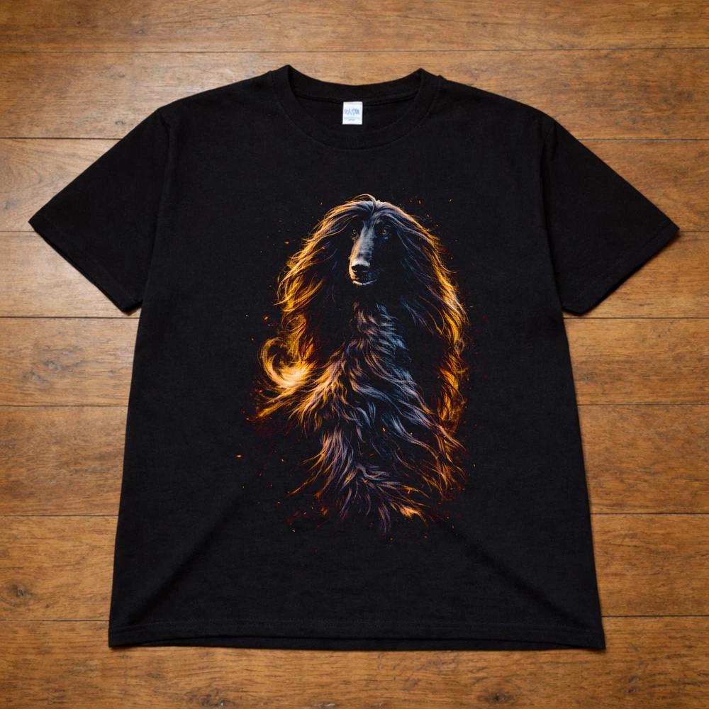 Afghan Hound Dog Graphic T Shirt Unisexs Unisexs Unisex Fire Art Long Coat Tee S3XL 2XL